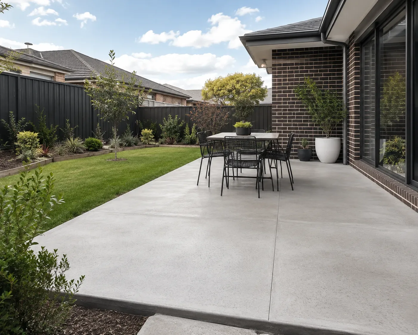 Finished concrete patio