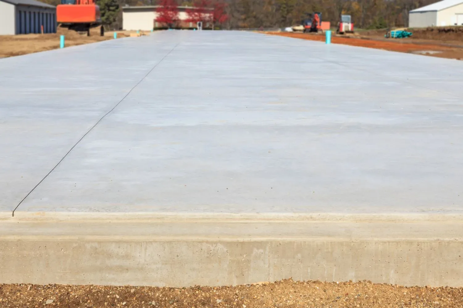 Reinforced concrete slab ready for a garage build